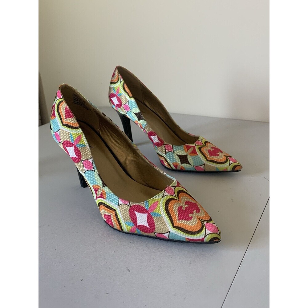 Torta Caliente Multicolored Gem Print Pointed Heels Womens‎ Sz 11 - Picture 2 of 9